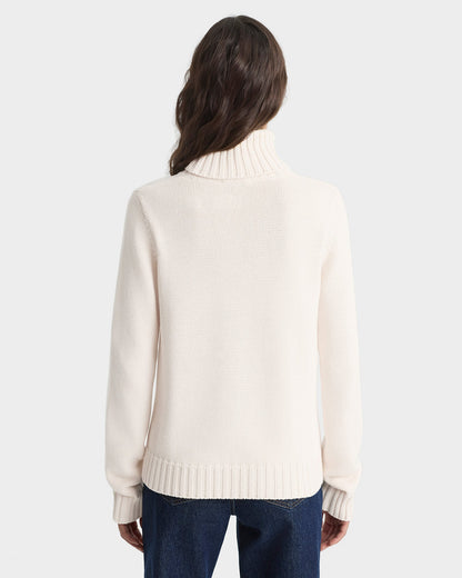 Horse Knitted Turtleneck - Ecru/Chocolate