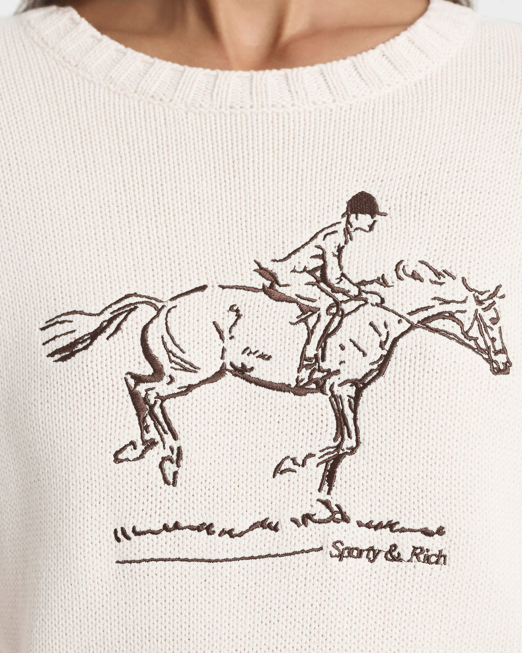 Horse Knitted Sweater - Ecru/Chocolate
