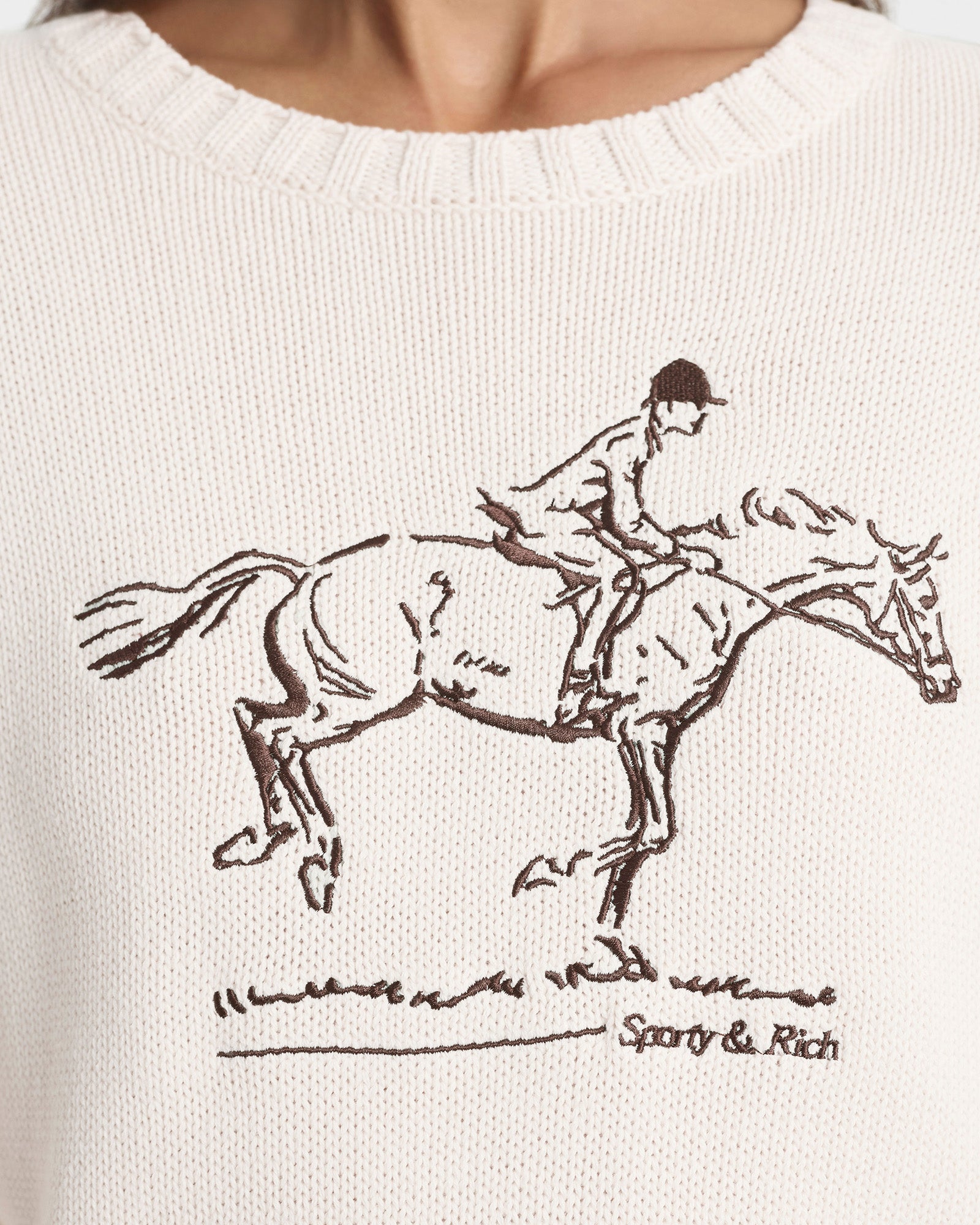 Horse Knitted Sweater - Ecru/Chocolate
