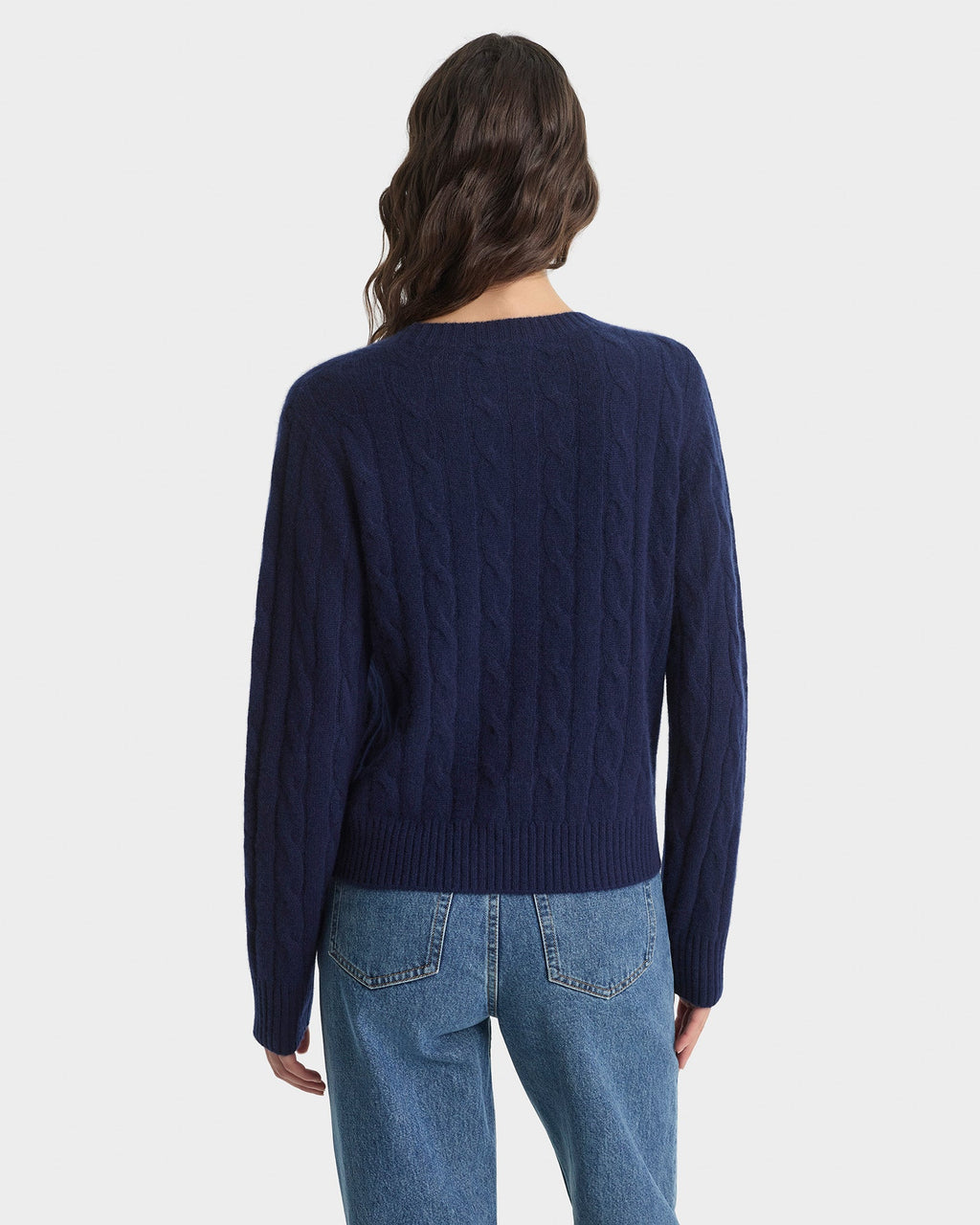 SRC Cableknit Cashmere Sweater - Navy