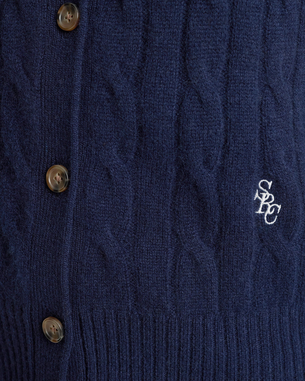 SRC Cableknit Cashmere Cardigan - Navy