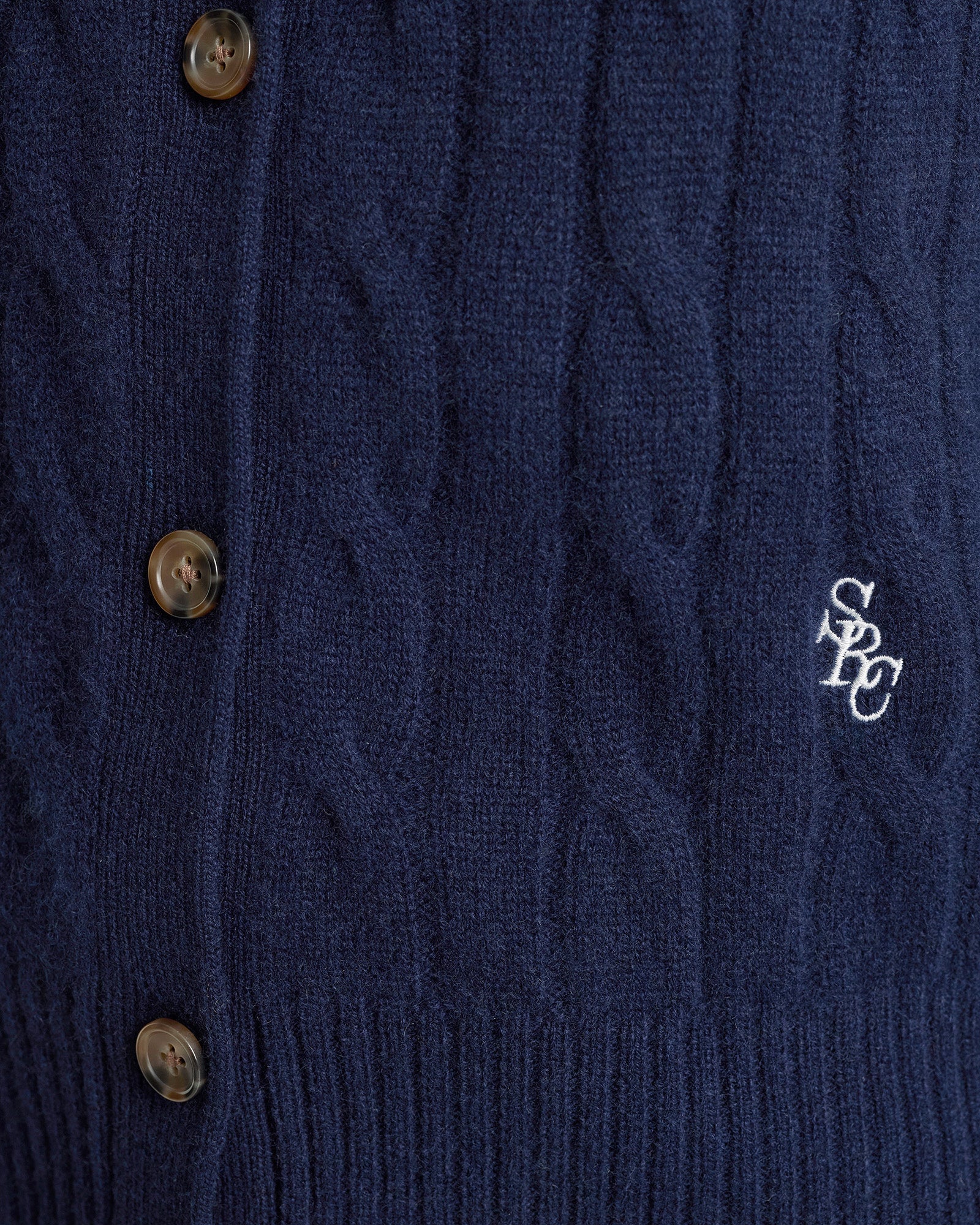 SRC Cableknit Cashmere Cardigan - Navy
