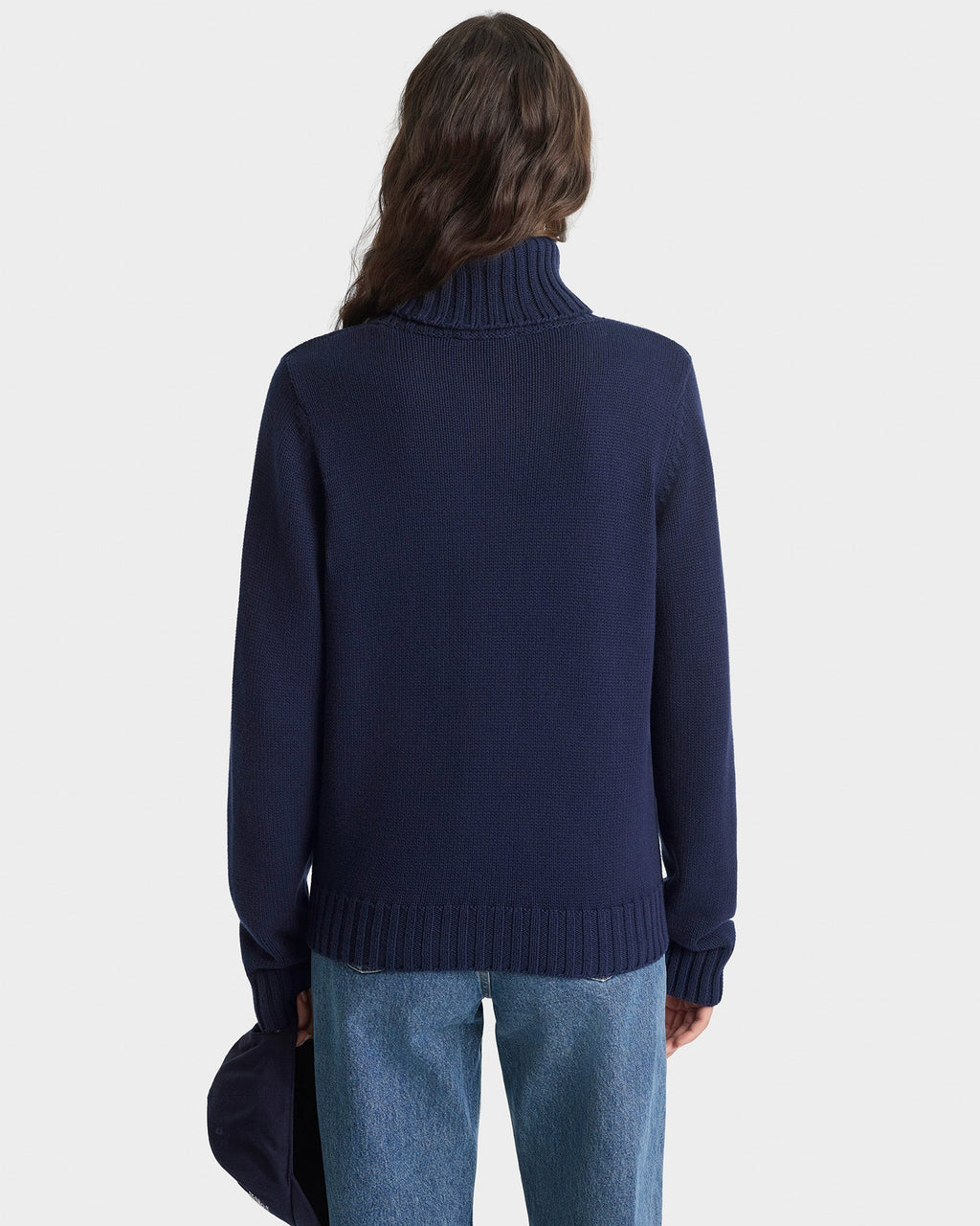 Horse Knitted Turtleneck - Navy/Ecru