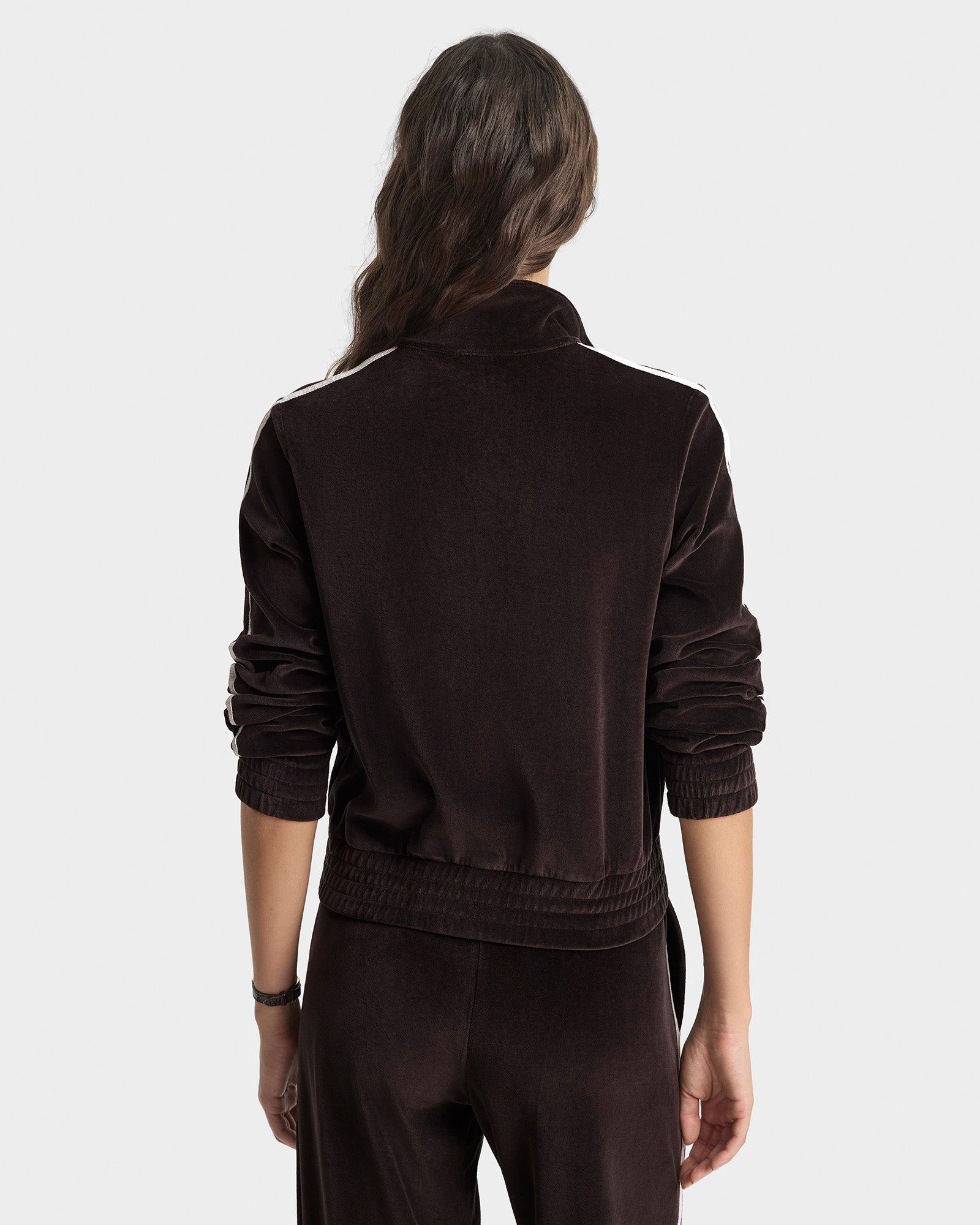 NY Crest Elio Velour Track Jacket - Chocolate