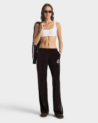 NY Crest Velour Sweatpant - Chocolate/Ecru
