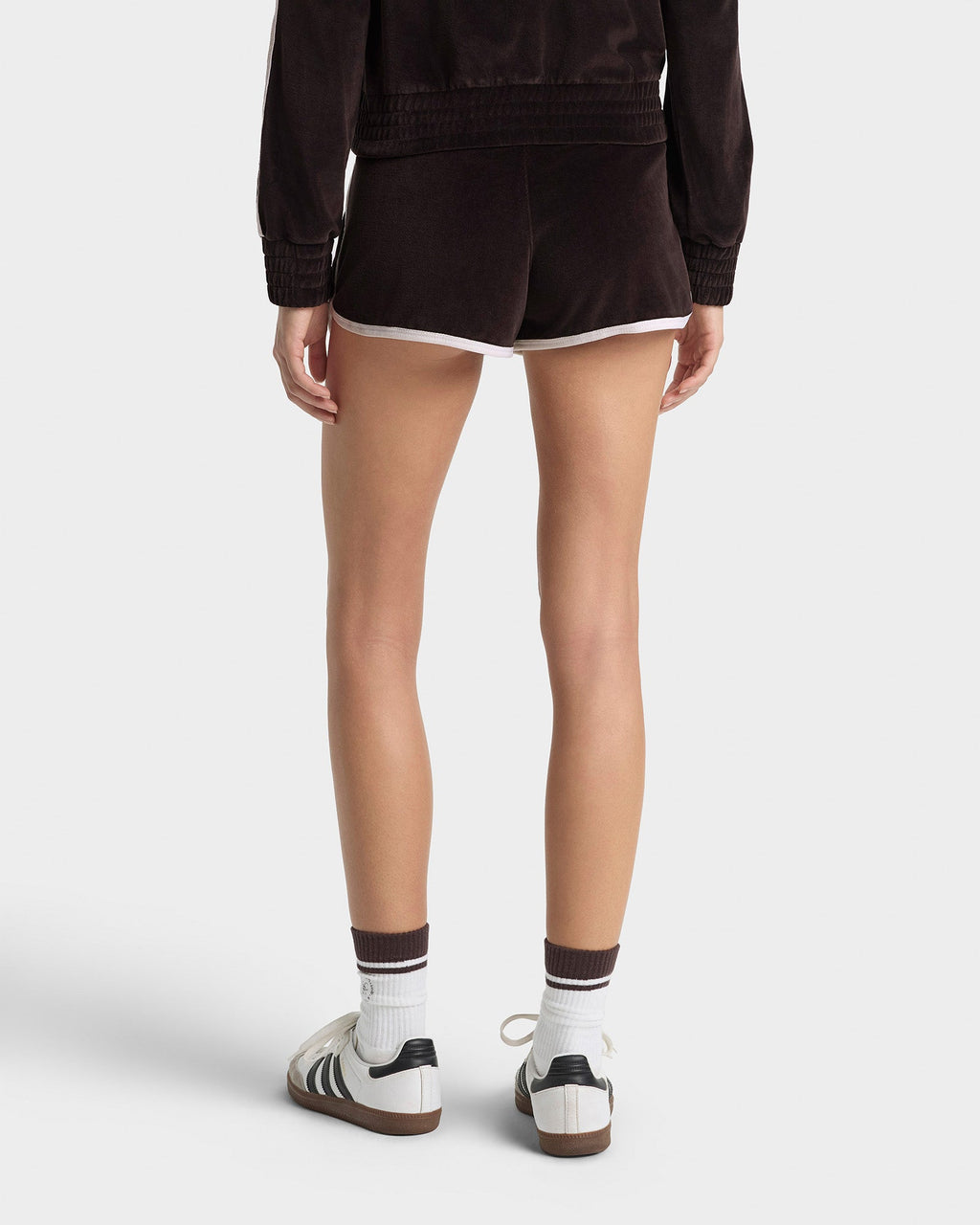 NY Crest Velour Track Short - Chocolate
