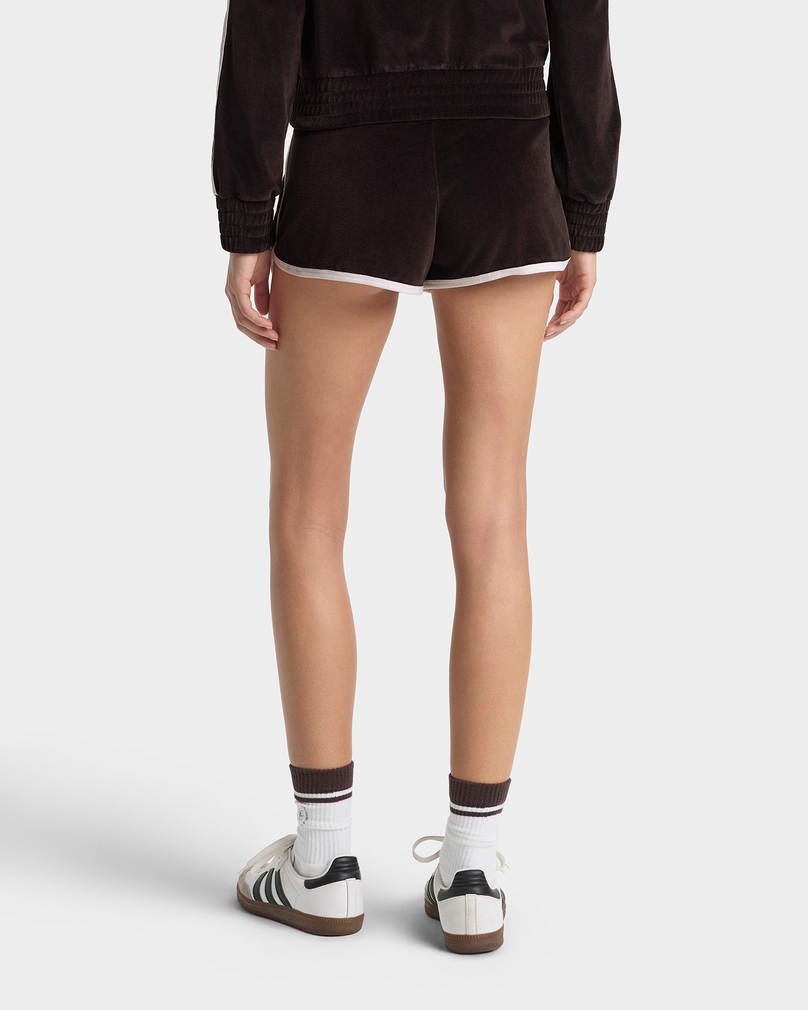 NY Crest Velour Track Short - Chocolate