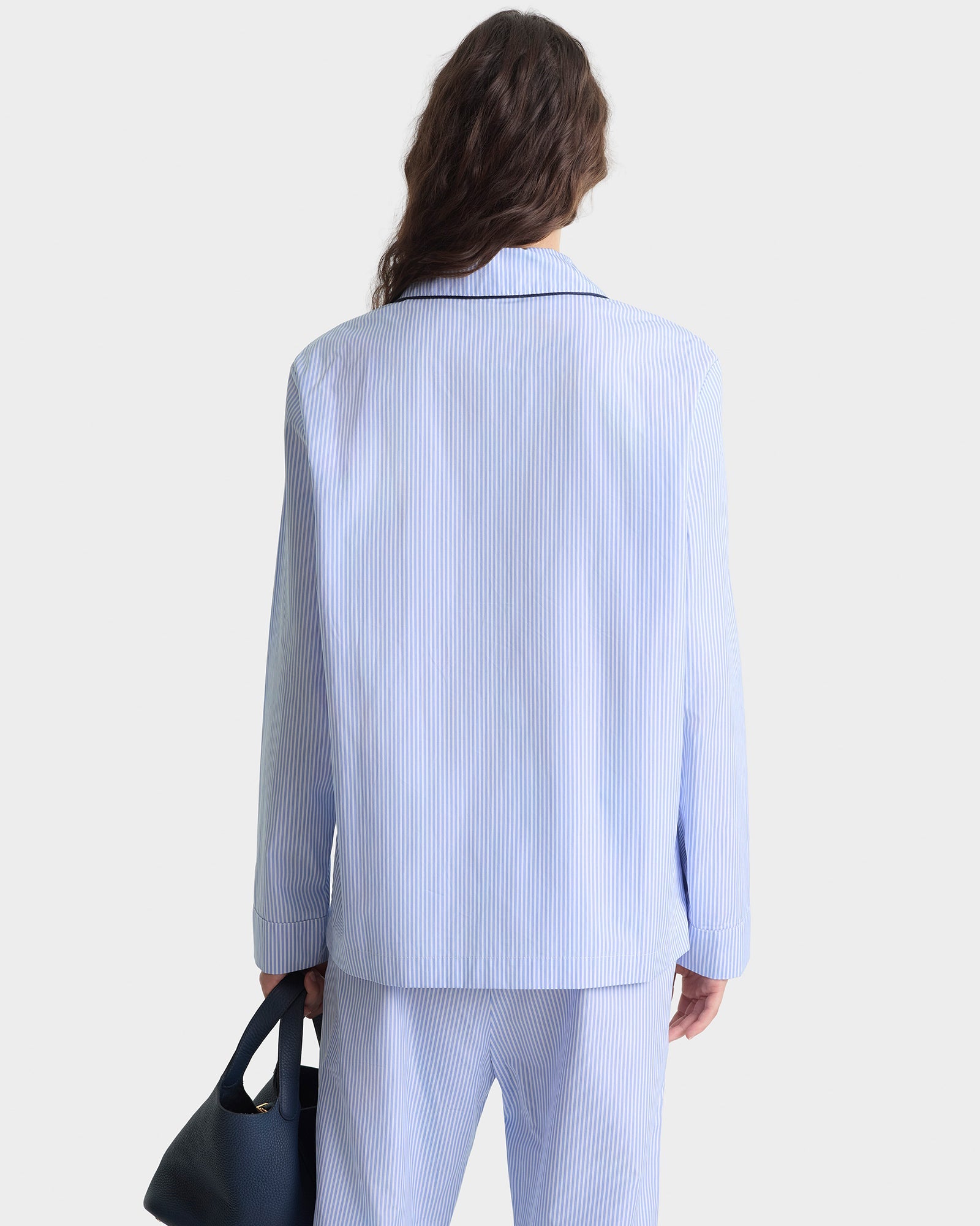 NY Crest Pyjama Shirt - Blue Stripe