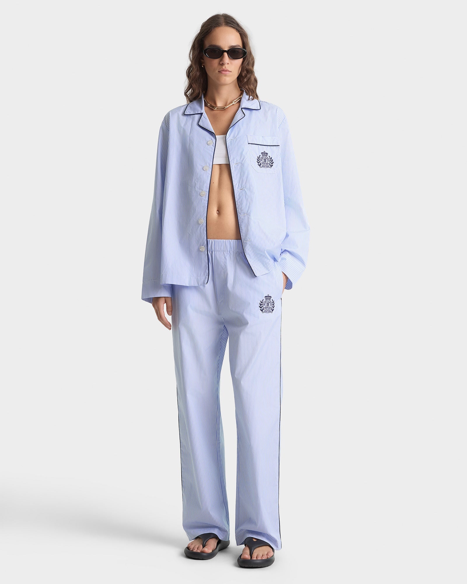 NY Crest Pyjama Pants - Blue Stripe