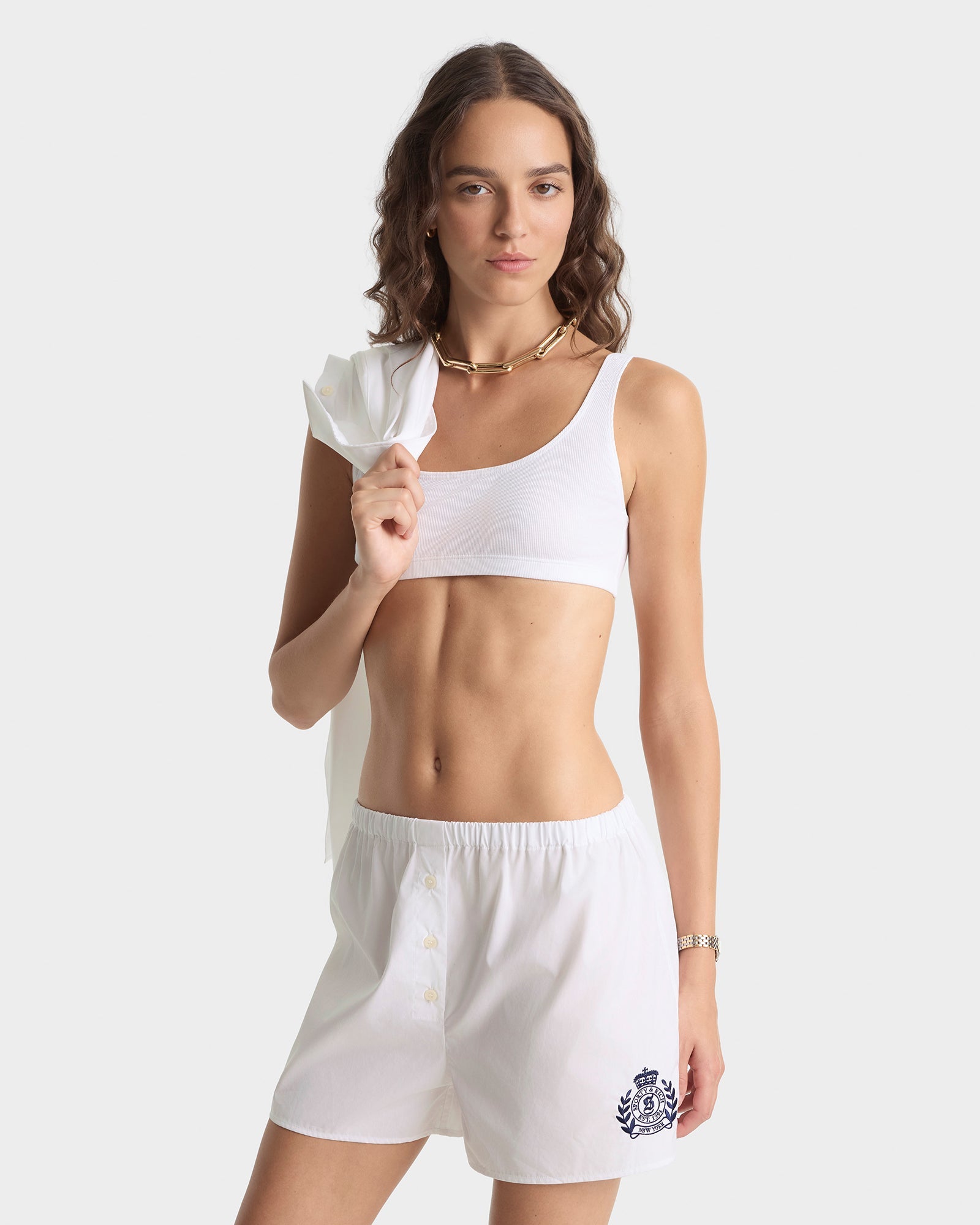 NY Crest Mini Boxer - White/Navy