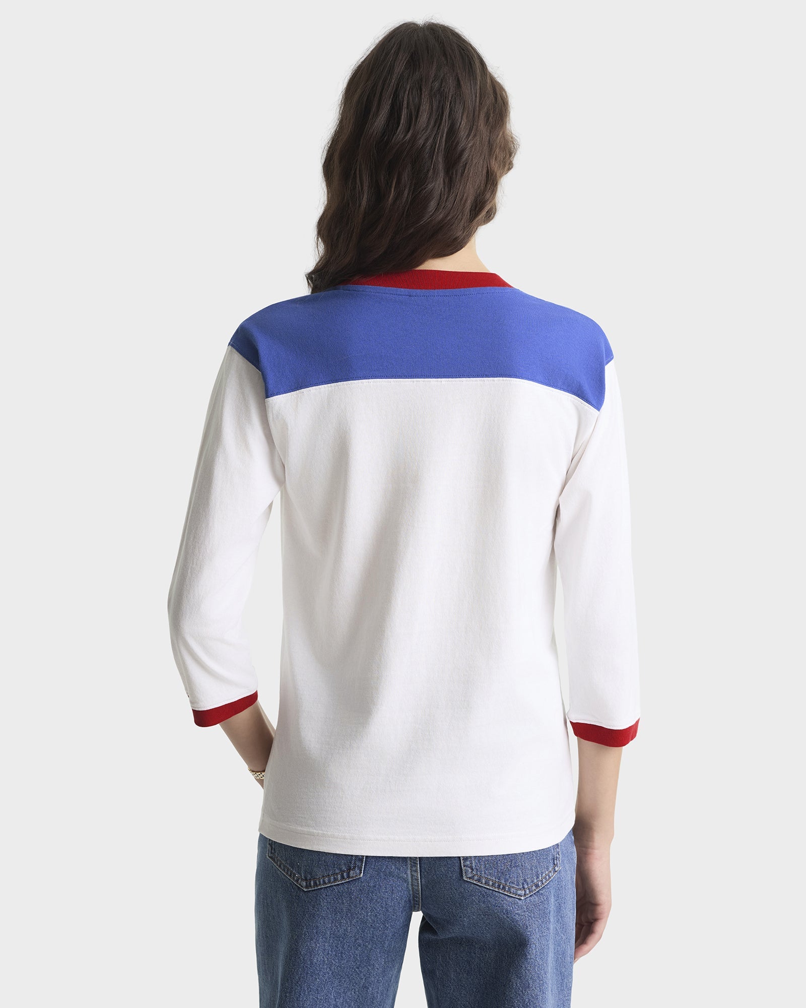 Wellness 94 Long Football Tee - White/Ruby/Team Blue