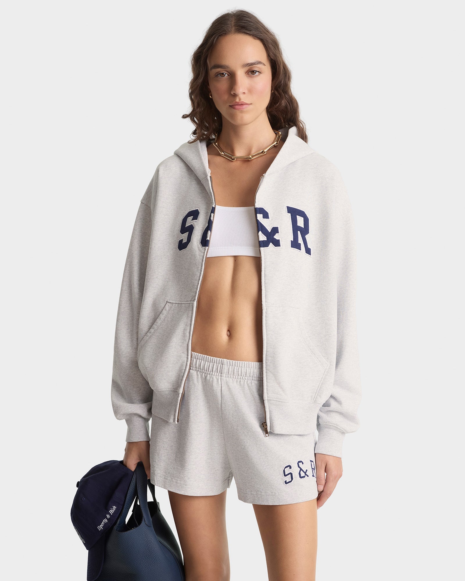 S&R Ivy Zip Hoodie - Heather Gray/Navy
