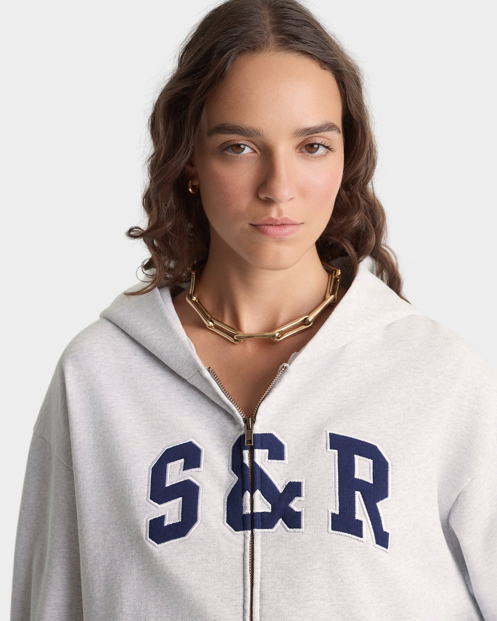 S&R Ivy Zip Hoodie - Heather Gray/Navy