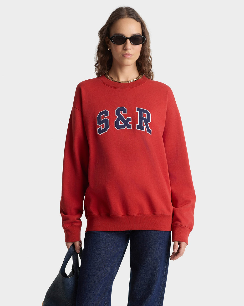 S&R Ivy Crewneck - Ruby/Navy