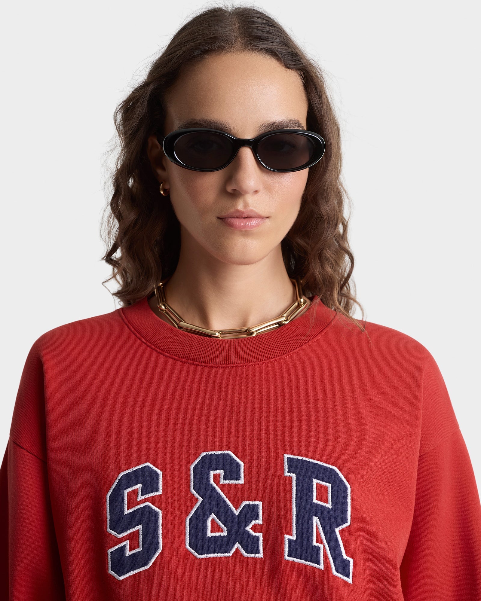 S&R Ivy Crewneck - Ruby/Navy