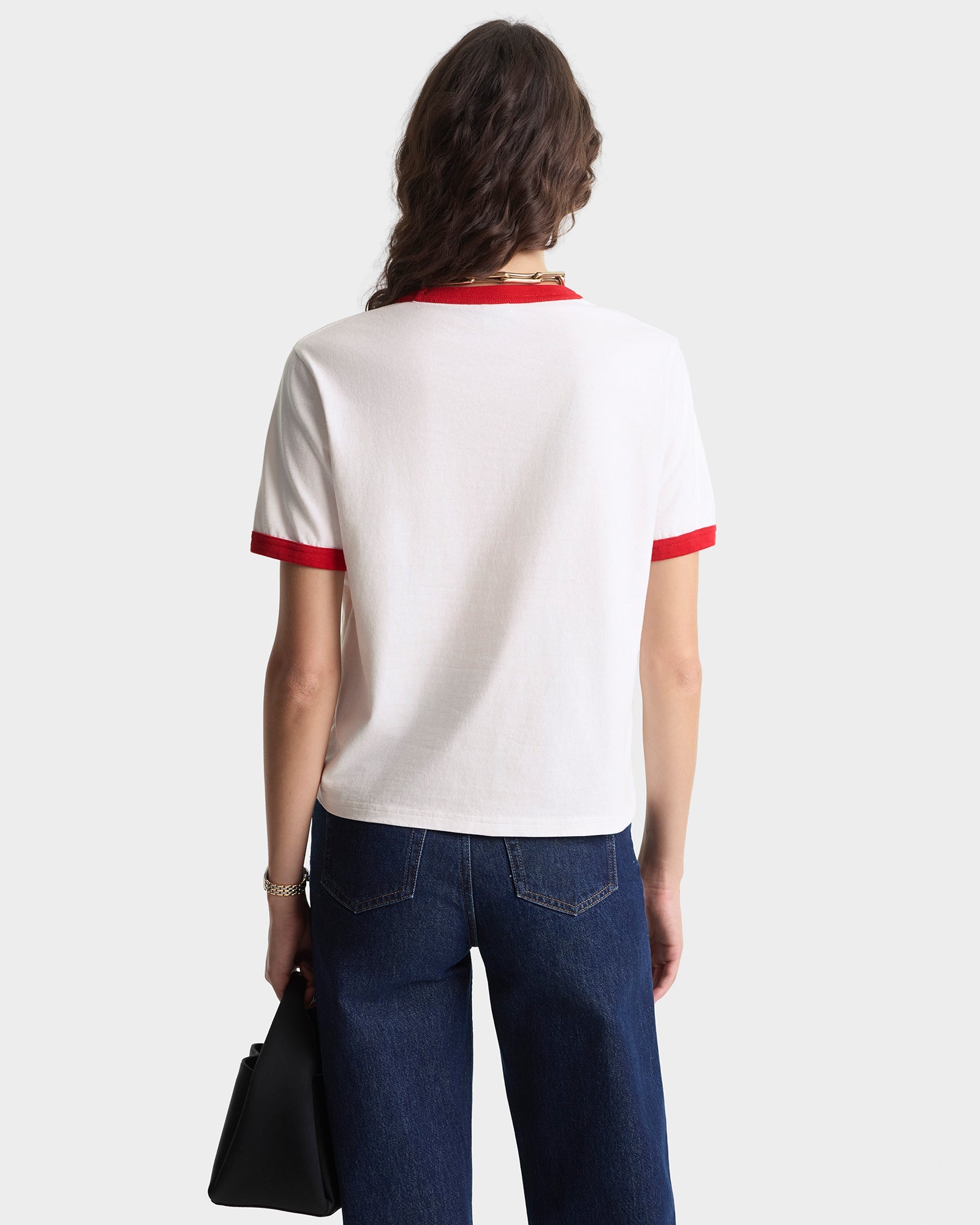 California Emblem Ringer Tee - White/Ruby