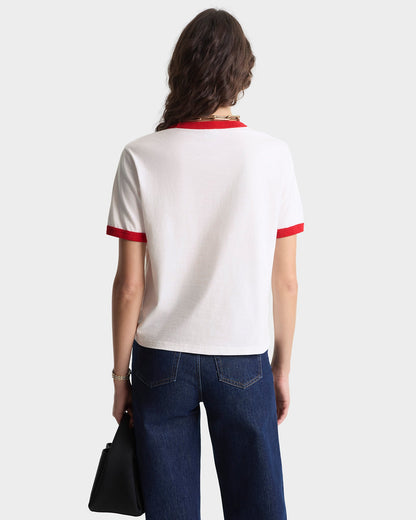 California Emblem Ringer Tee - White/Ruby