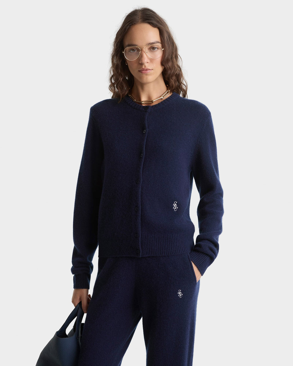 SRC Cashmere Cardigan - Navy/White