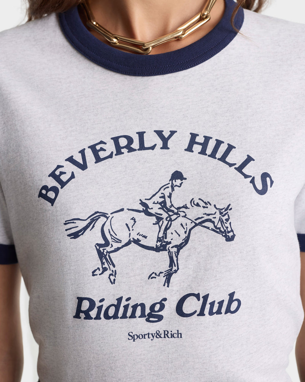BH Riding Club Ringer Tee - Heather Gray/Dark Navy