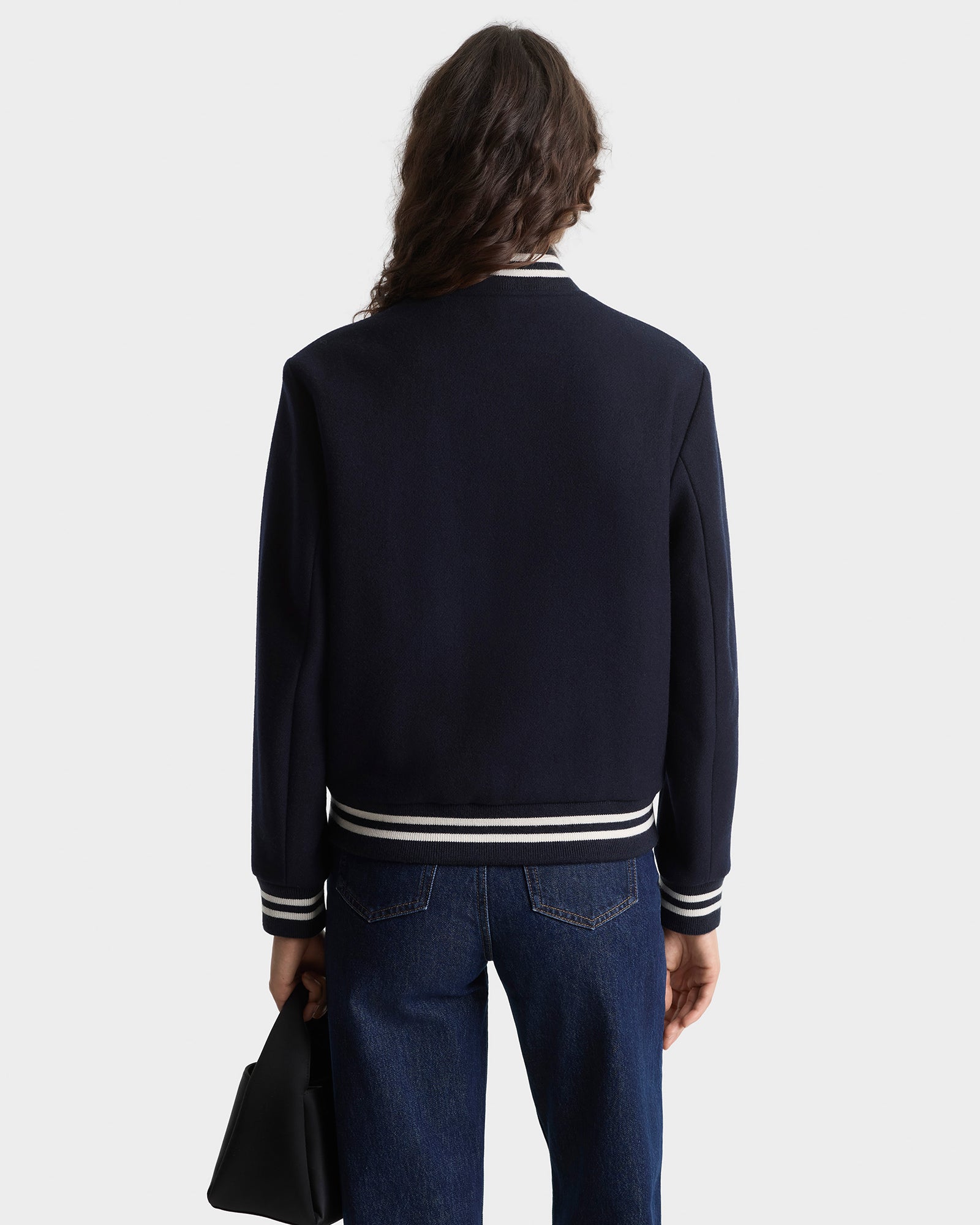 BH Crest Wool Varsity Jacket - Navy/White