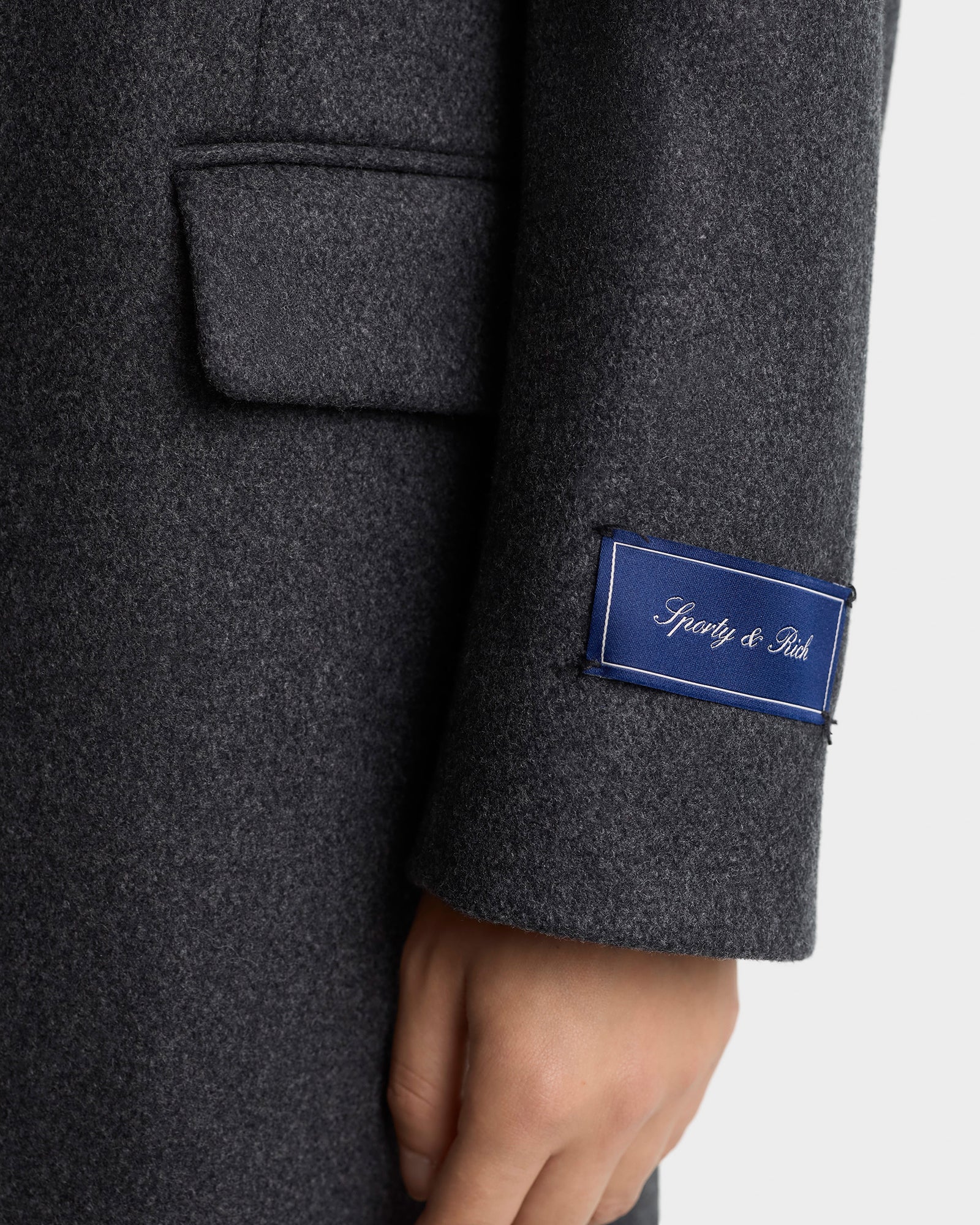 Signature Logo Structured Wool Coat - Dark Grey