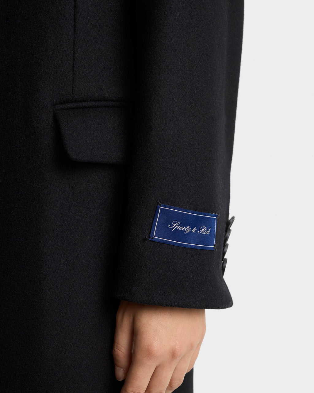 Signature Logo Structured Wool Coat - Black