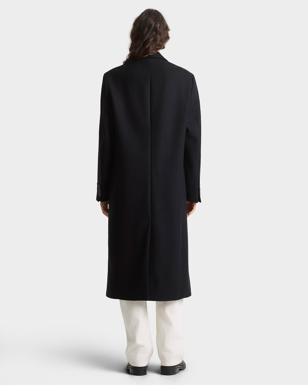 Signature Logo Structured Wool Coat - Black