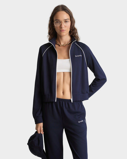 Serif Logo Retro Track Jacket - Navy/White