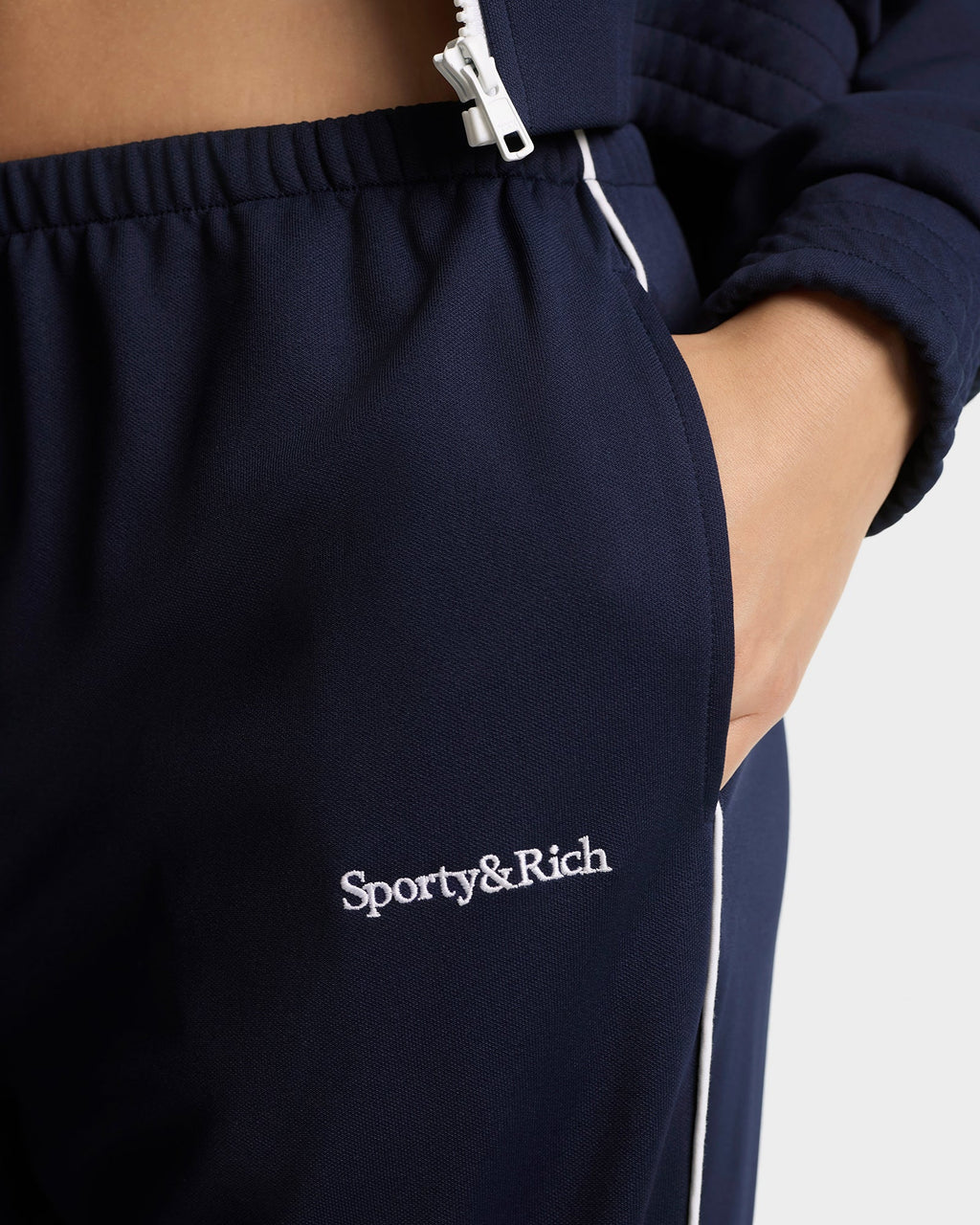 Serif Logo Retro Track Pant - Navy/White