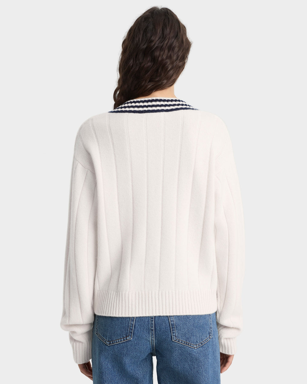 SRC Cricket Cashmere Sweater - Ecru/Navy