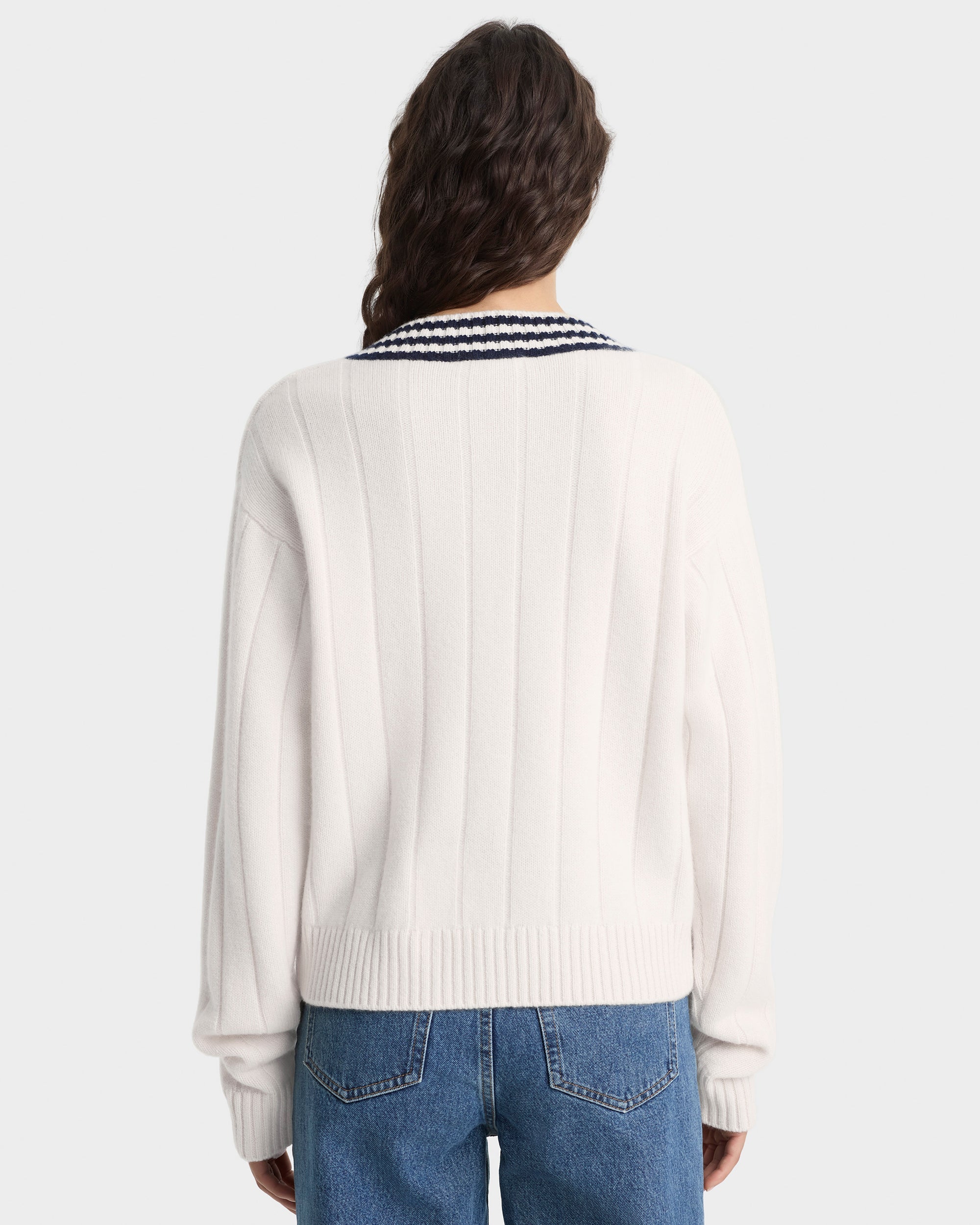 SRC Cricket Cashmere Sweater - Ecru/Navy