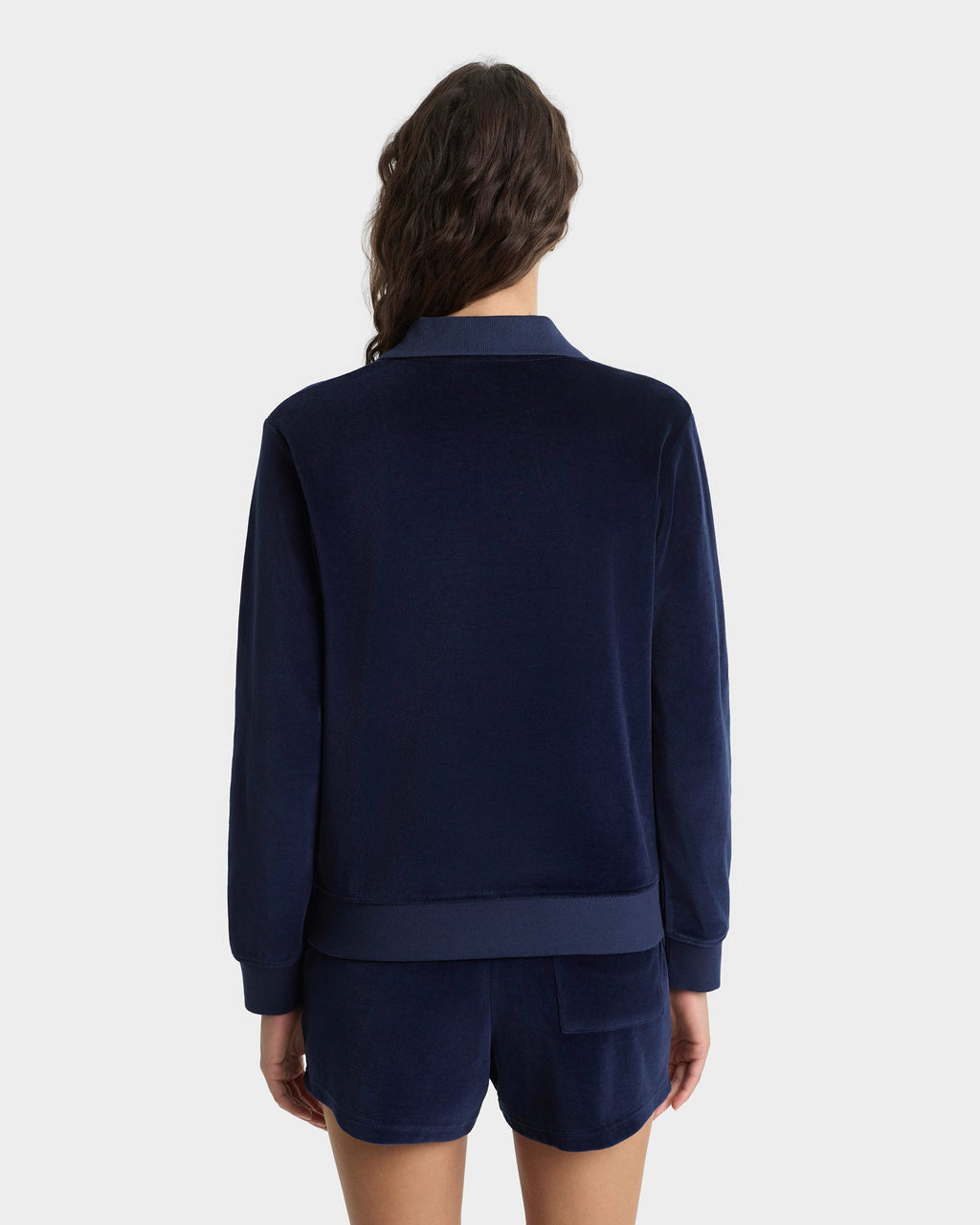 Crown Tennis Velour Polo - Navy/Ecru