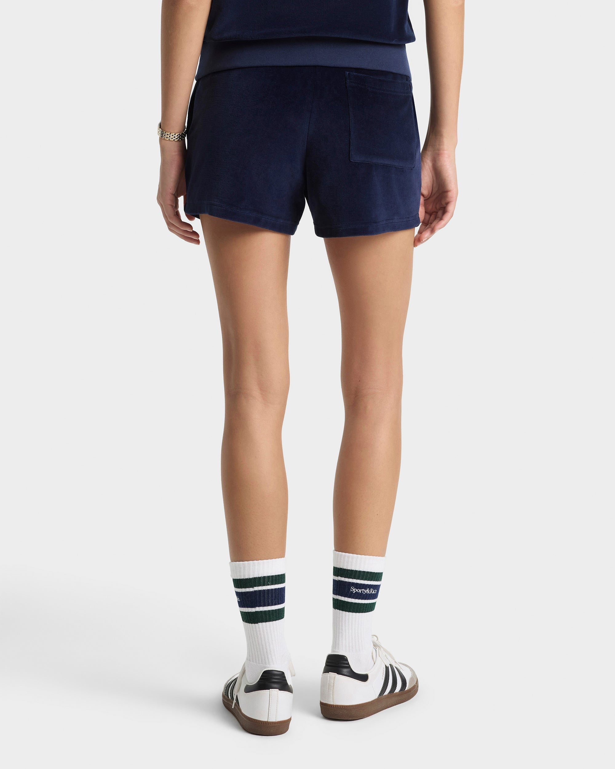 Crown Tennis Velour Short - Navy/Ecru
