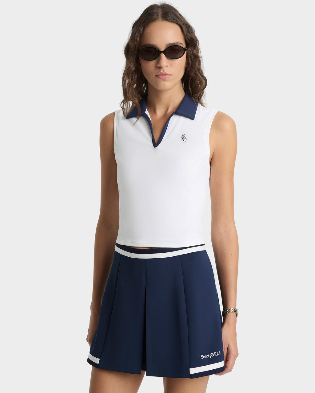 Serif Logo Mila Skirt - Navy/White