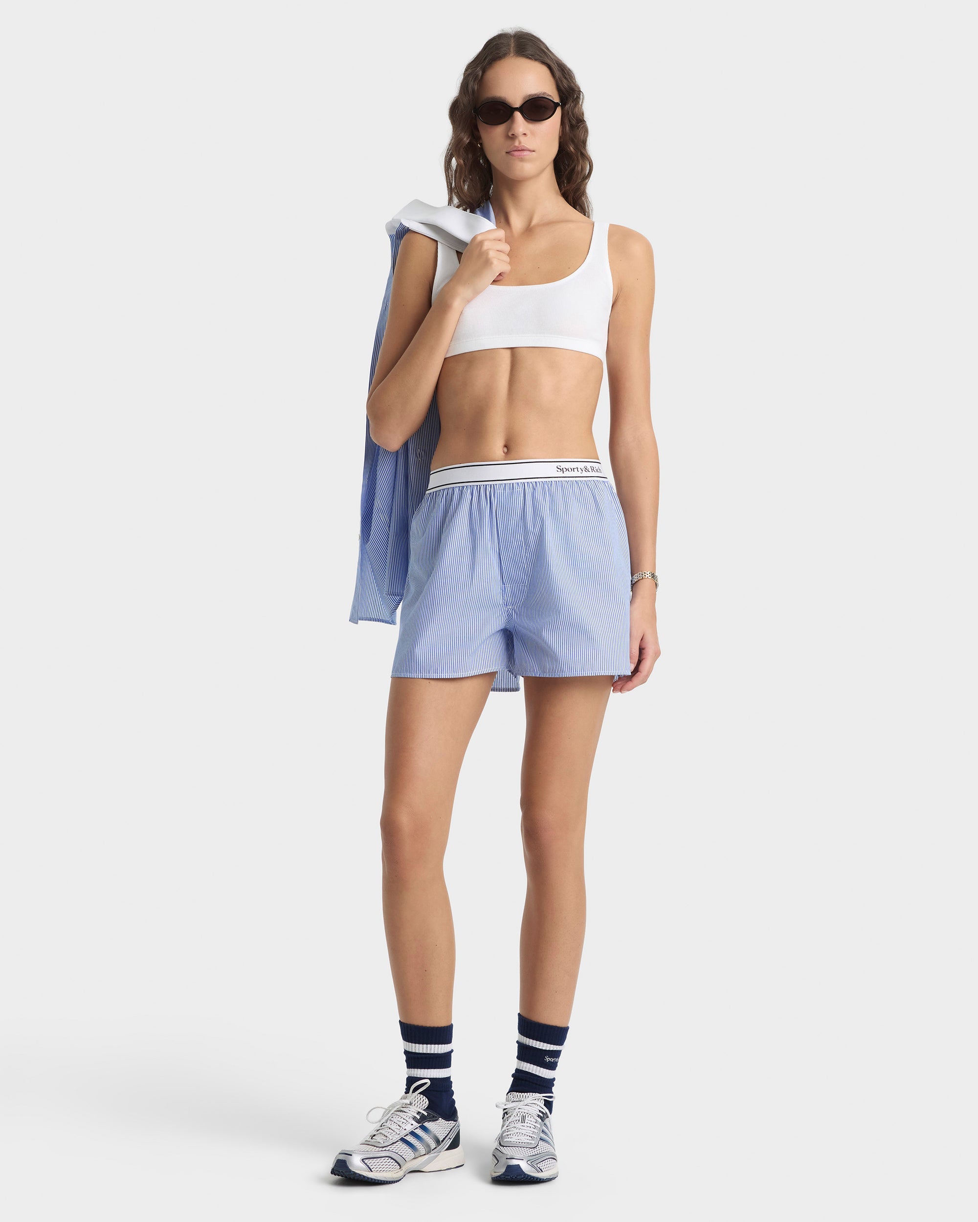 Serif Logo Boxer - Navy Stripe