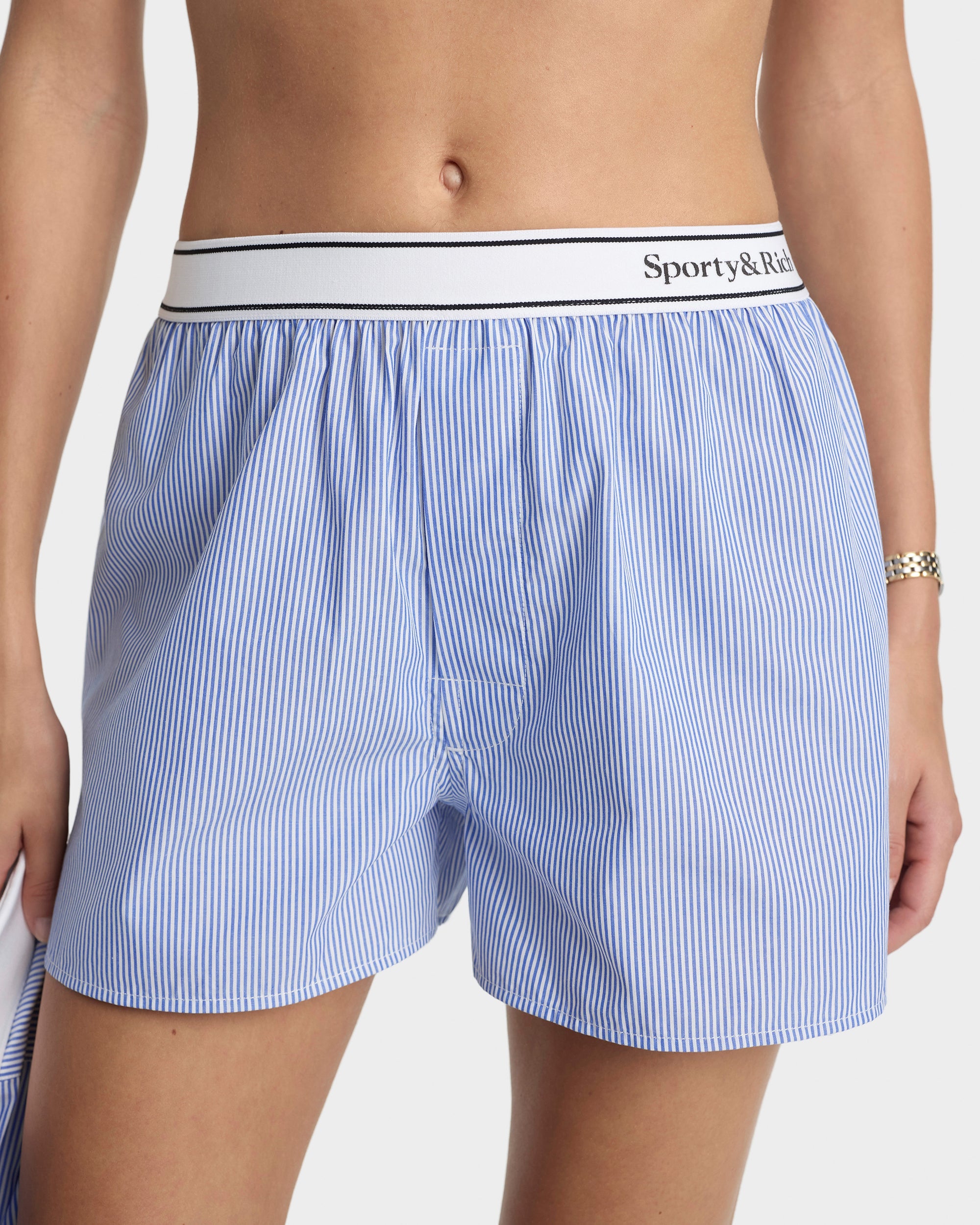 Serif Logo Boxer - Navy Stripe