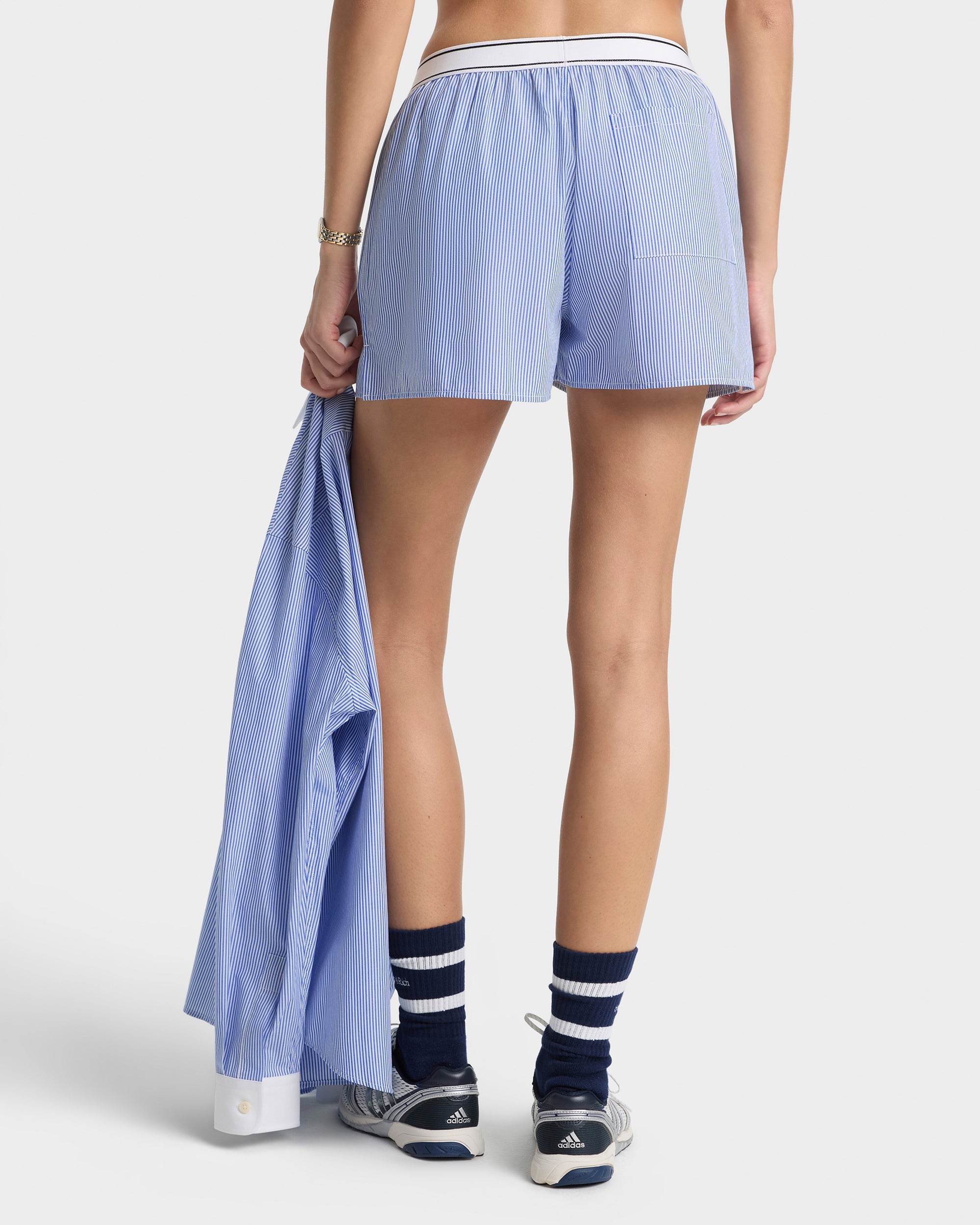 Serif Logo Boxer - Navy Stripe