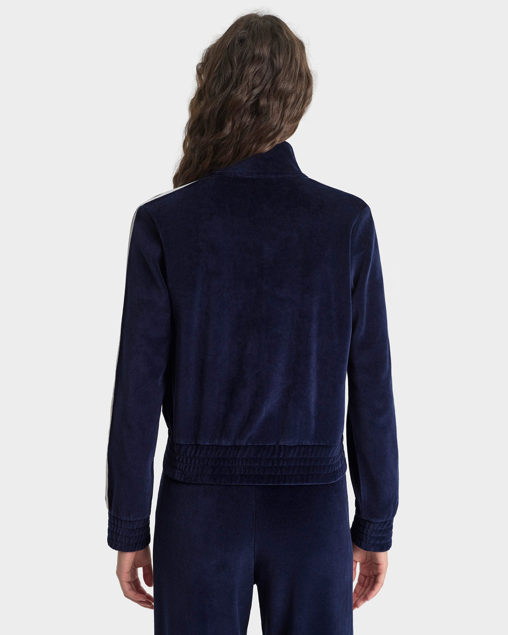 Crown Tennis Elio Velour Track Jacket - Navy/Ecru