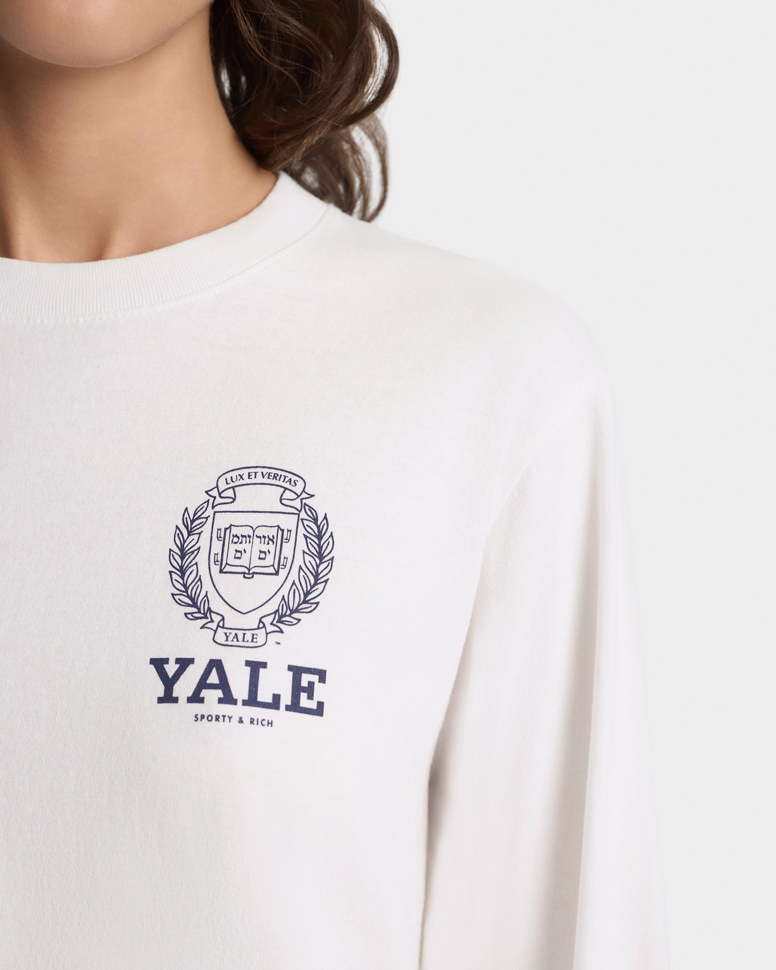 Yale Crest Longsleeve T-Shirt - White