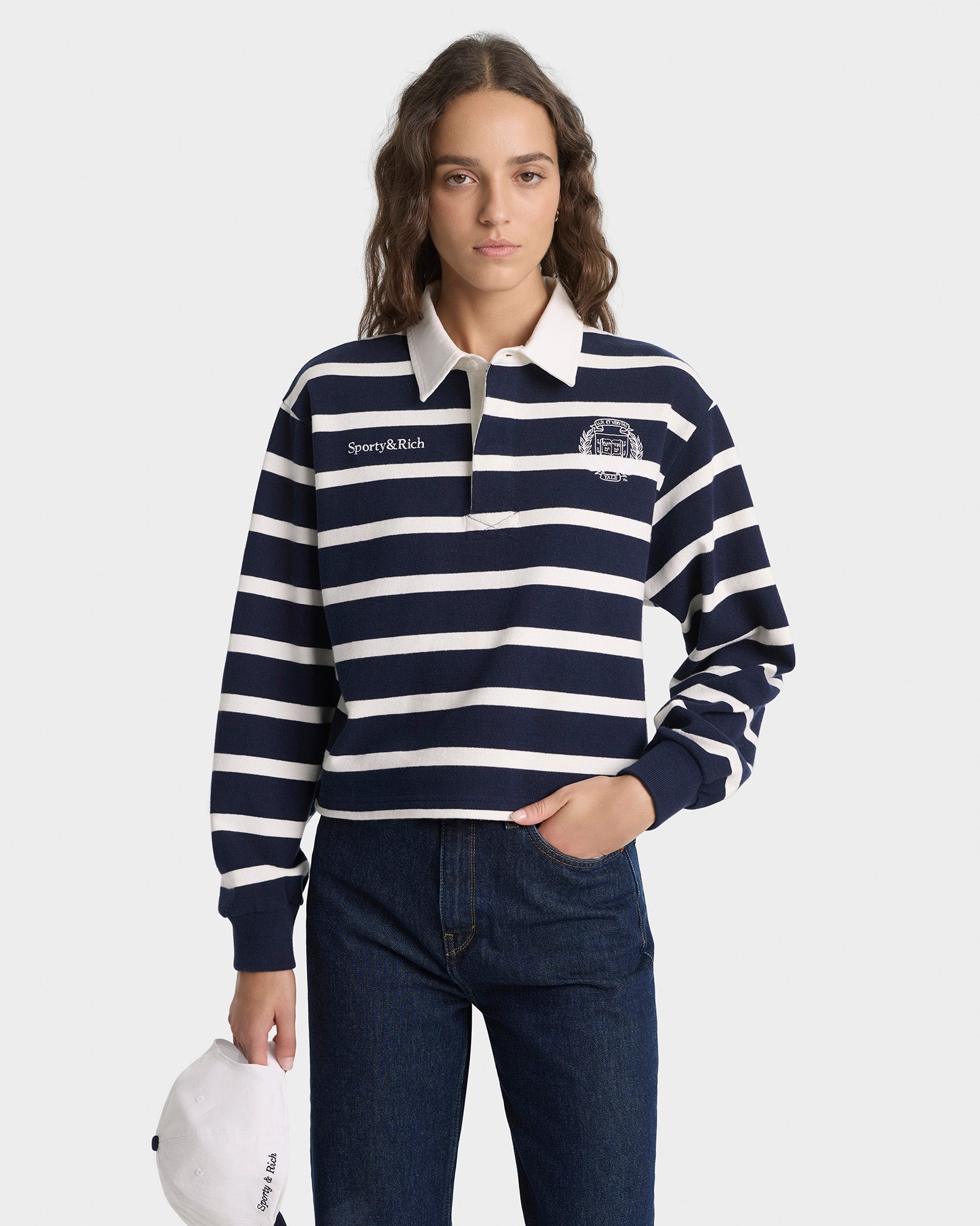 Yale Crest Rugby Polo - Navy/White