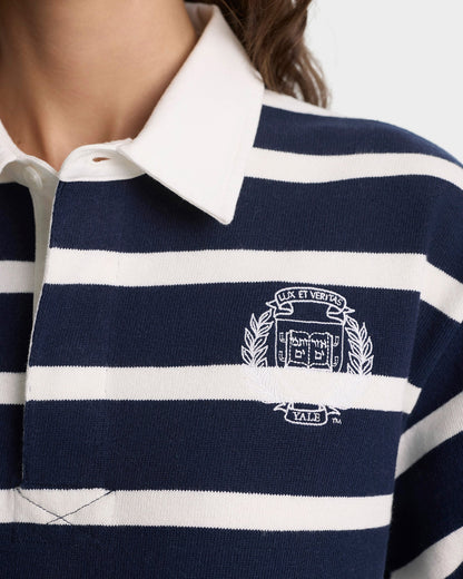 Yale Crest Rugby Polo - Navy/White