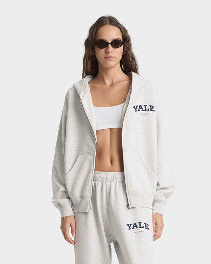 Yale Classic Zip Hoodie - Heather Gray/Navy