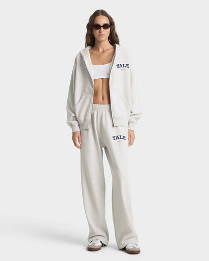 Yale Classic Zip Hoodie - Heather Gray/Navy