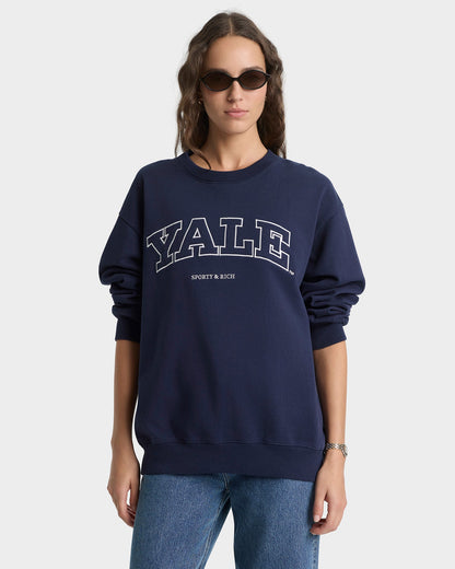 Yale Ivy Crewneck - Navy/White
