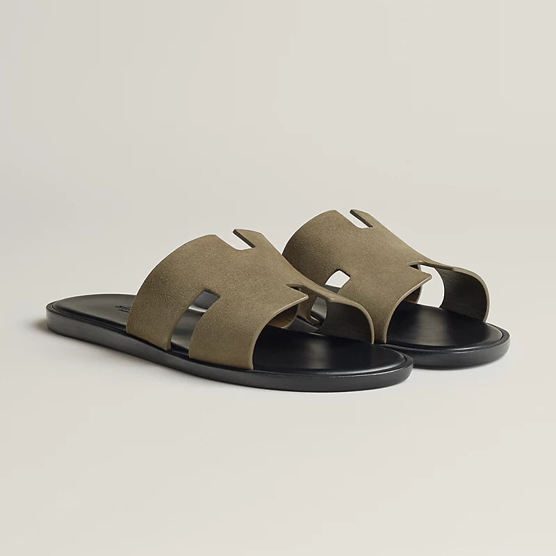 Hermès Oran Sandals – Khaki Suede