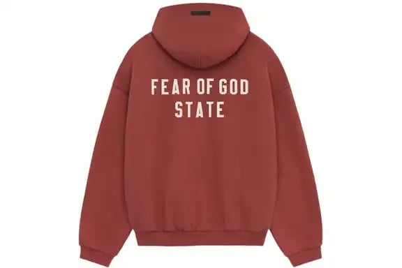 Fear of God Essentials Heavy Fleece Fullzip Hoodie Crimson