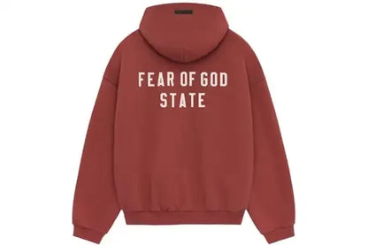 Fear of God Essentials Heavy Fleece Fullzip Hoodie Crimson