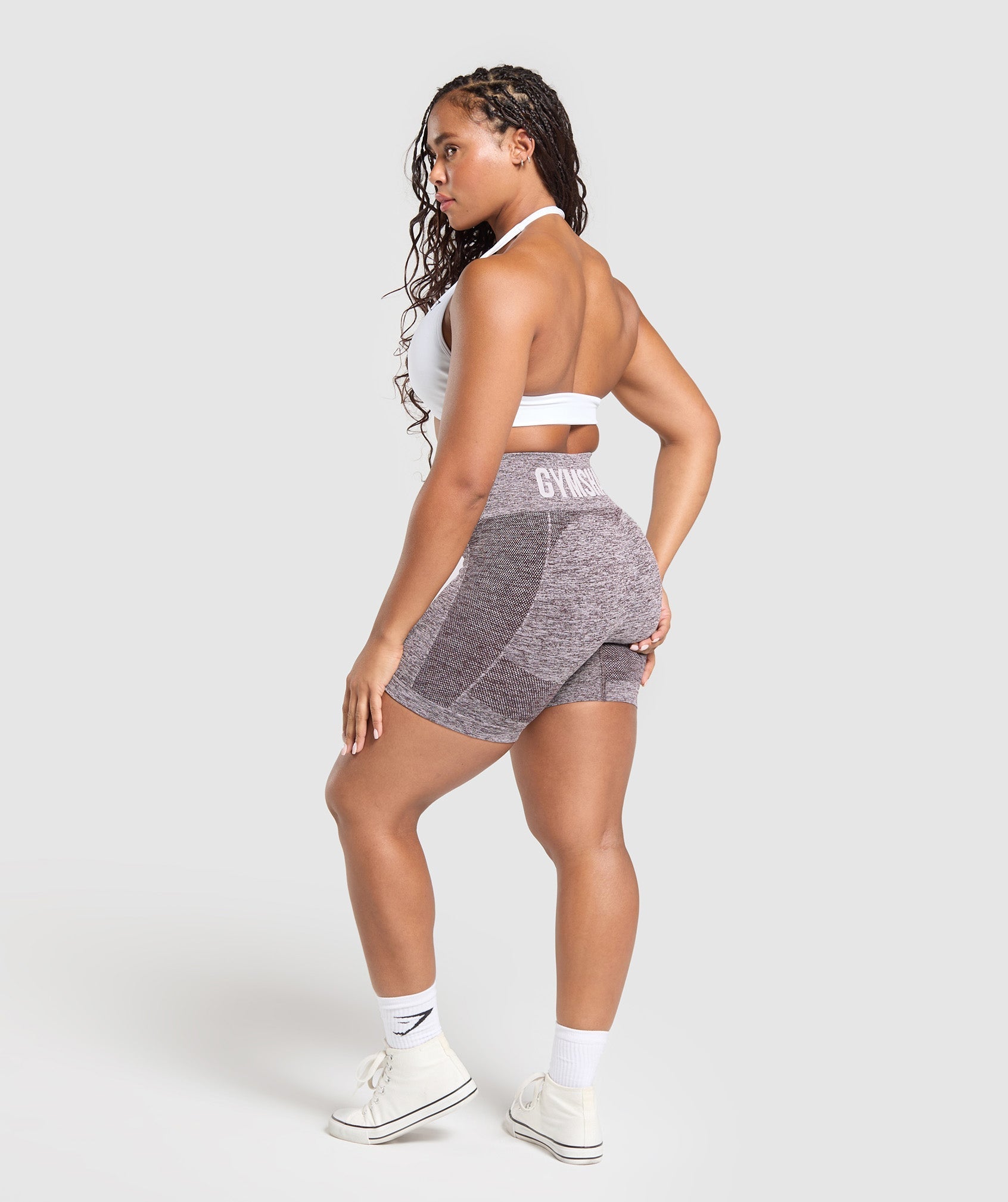Gymshark Flex Shorts - Plum Brown/White Marl