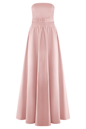 Florence Strapless Belted Maxi Dress - Baby Pink