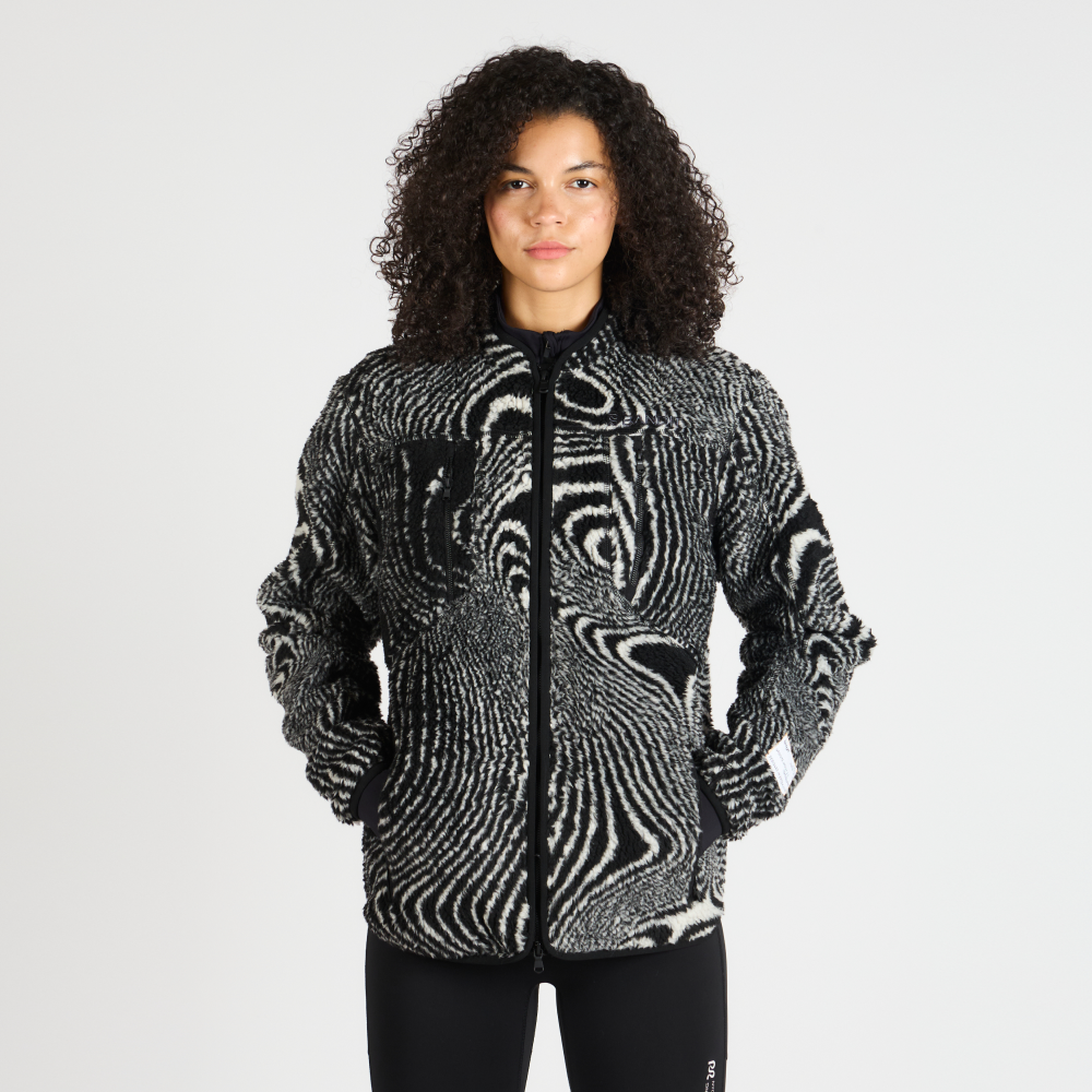 Topographic Jacquard Iceland Fleece Jacket, Unisex - Black/White